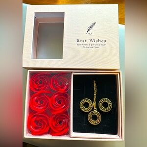 Stainless steel circle necklace set w gift box